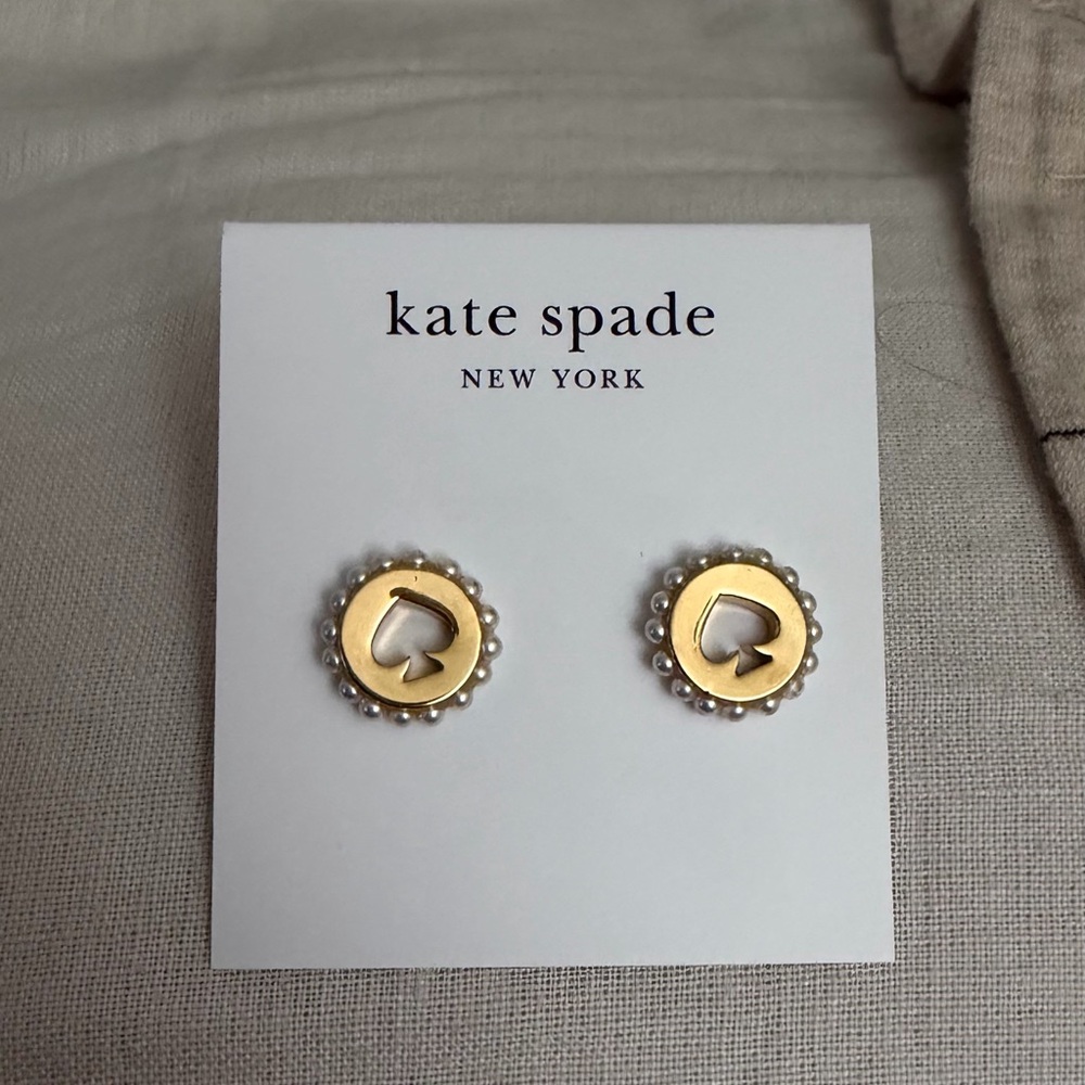 Kate Spade Gold and White Pearl Earrings